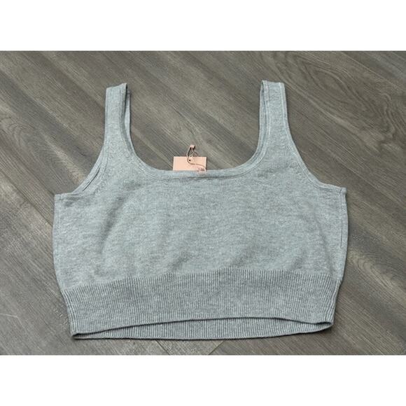 Eberjey Womens Recycled Sweater Cropped Tank Square Neck Heather Grey Size L NWT - Picture 8 of 10